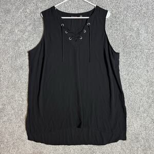 Tunic Top Womens 1X Plus Lace Up Grommet Sheer Gothic Grunge High Low Streetwear